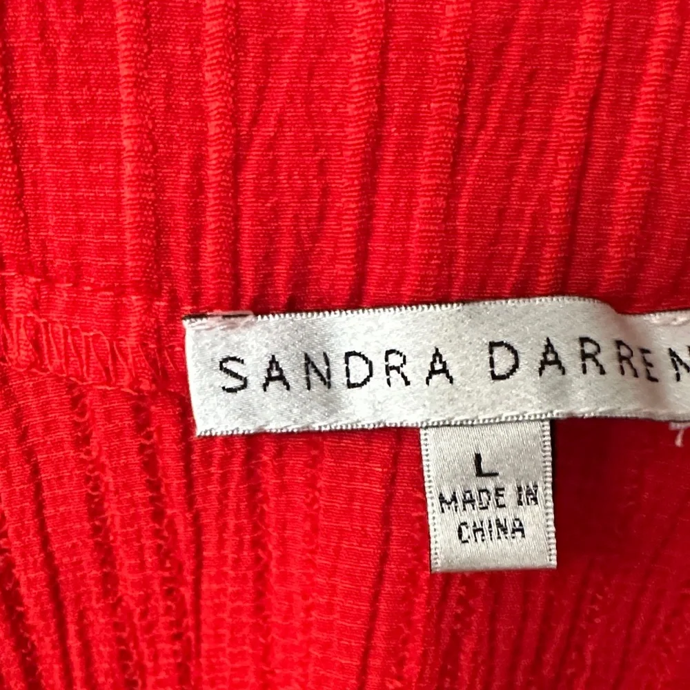 Sandra Darren Red Midi Dress with Ruffle Sleeves - Picture 2 of 5